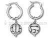 Sterling Silver Hoop Volleyball Sport Charm Earrings