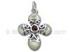 Sterling Silver Cross with Mother of Pearl with Garnet