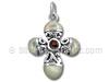 Sterling Silver Cross with Mother of Pearl with Garnet
