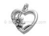 Silver Heart with Flower Charm