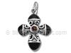 Sterling Silver Cross with Onyx and Garnet
