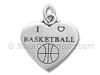 I Love Basketball Heart Charm