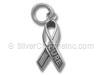 “Cure” Sterling Silver Awareness Ribbon Charm