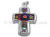Sterling Silver Murano Cross with Red Heart