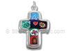 Sterling Silver Italian Murano Cross with Red Heart