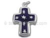 Sterling Silver Blue Cross with White Stars