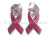 Pink Enamel Cancer Ribbon Stud Earrings