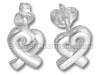 Plain Silver Heart Ribbon Stud Earring