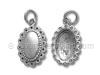 Sterling Silver Oval Clear CZ Picture Holder Charm