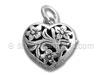 Three Flower Heart Charm