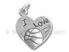 Heart I Love Basketball Charm