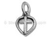 Sterling Silver Small Cross Inside Heart Charm