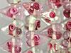 Pink and Clear Rose Heart Glass Beads