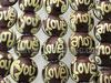 Brown 'Love You' Circular Style Glass Beads