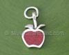 Silver Red Enamel Apple Charm