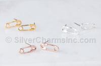 Tiny safety pin earring component