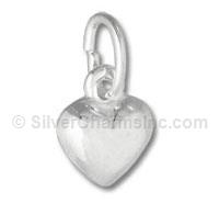 Silver Hollow Puffed Heart Charm