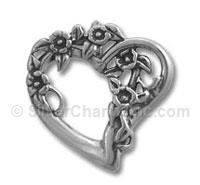 Heart with Vines and Flowers Charm