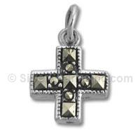 Sterling Silver Cross Charm with Marcasite