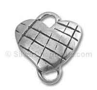 Silver Basketweave Heart Link Charm