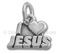 Sterling Silver I Love Jesus Phrase Charm