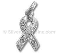 Awareness Ribbon with Clear Cz Stone