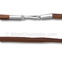 Dark Brown Suede in Sterling Leather Necklace