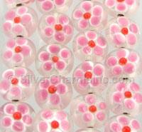 Glass Beads Pink Daisy Design
