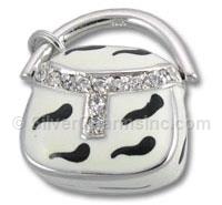 3D Cowskin Purse Charm with Cubic Zirconia