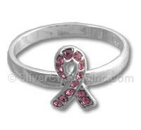 Awareness Ribbon Ring with Pink Cz