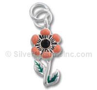Sterling Silver Enamel Flower Charm