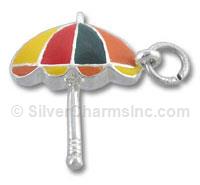 Sterling Silver Enamel Multi Colored Umbrella Charm