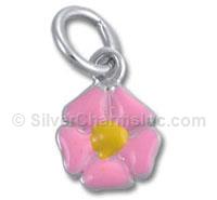 Sterling Silver Pink and Yellow Enamel Flower