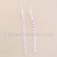 Pink Crystal Long Dangle Earrings