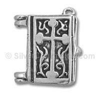 Sterling Silver Openable Bible with Virgin Mary Inside Charm