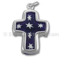 Sterling Silver Blue Cross with White Stars