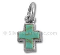 Sterling Silver Stone Cross Charm