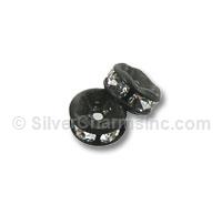 5mm Rondell Black Plastic with Crystal 10pcs