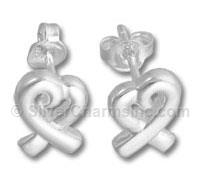 Plain Silver Heart Ribbon Stud Earring