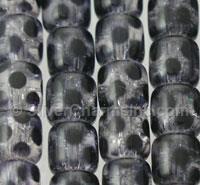 Black Spotted Cylindrical Style Glass Beads