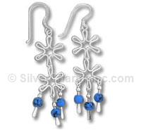 Daisy Blue Bead Dangle Earrings