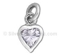 Sterling Silver Clear CZ Heart Charm