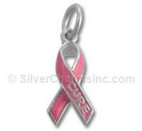 “Cure” Pink Awareness Ribbon Charm