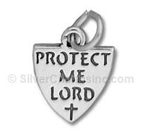 Sterling Silver Protect Me Lord Shield Charm