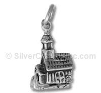Sterling Silver Openable Church with 2 People Inside Charm