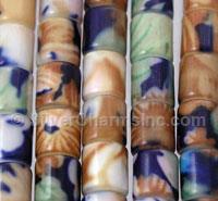 Cylindrical Flower Style Glass Beads