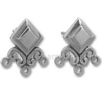 Silver Diamond Shape Post Earring
