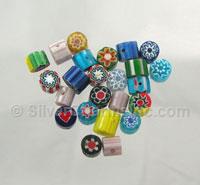 Mixed Cylindrical Millefiori Beads