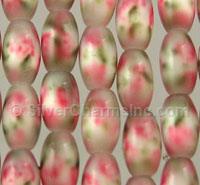 Floral Oval Glass Beads