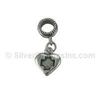 Spacer Bead with Heart and Cross